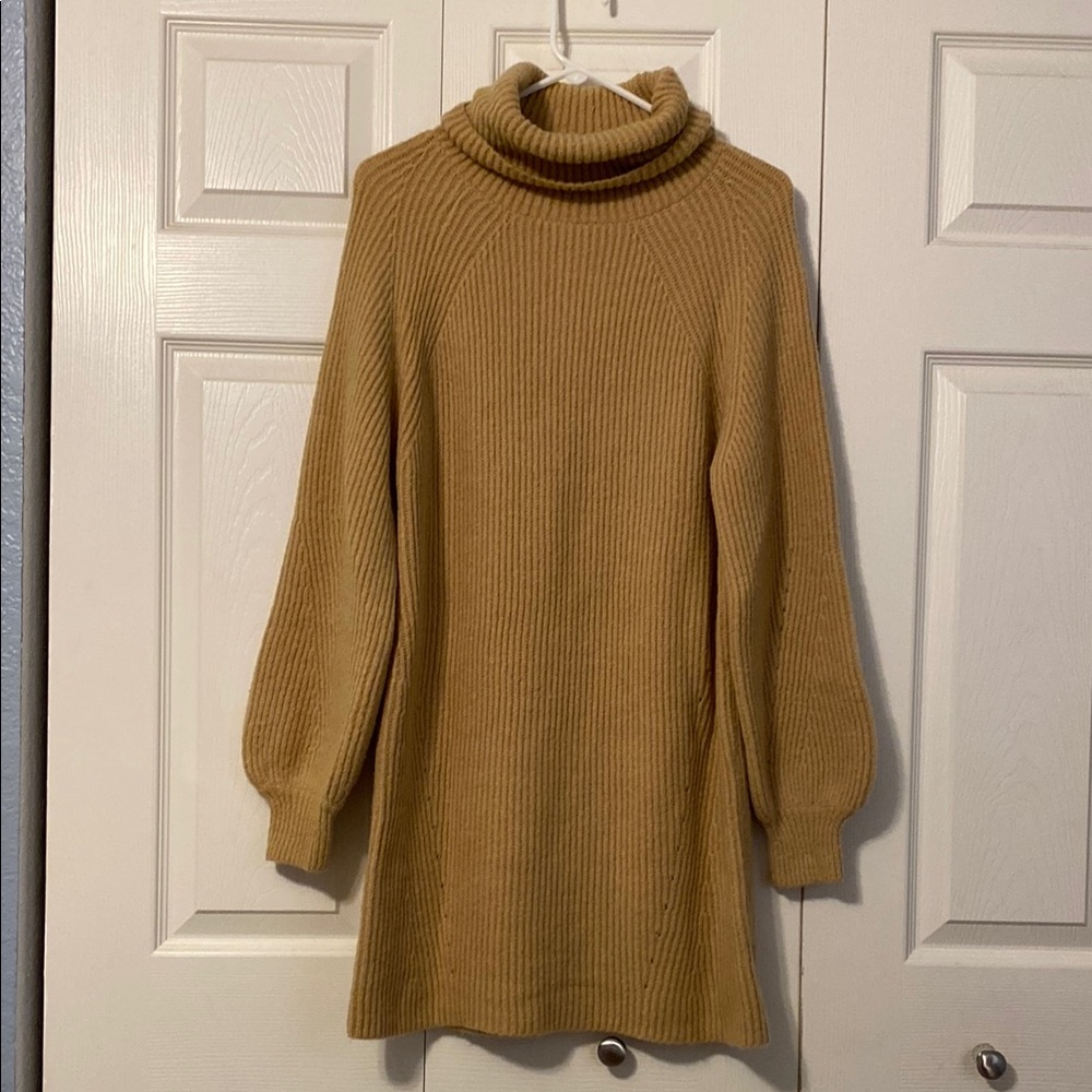 12th Tribe Brown Cowl Neck Long Sweater